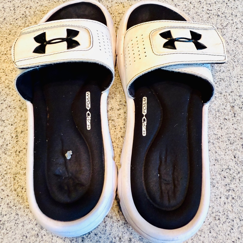 Under Armour Kids Slide Sandals - Black and White